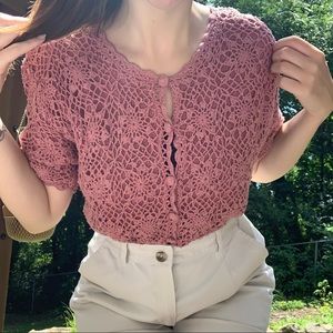 pink knit top